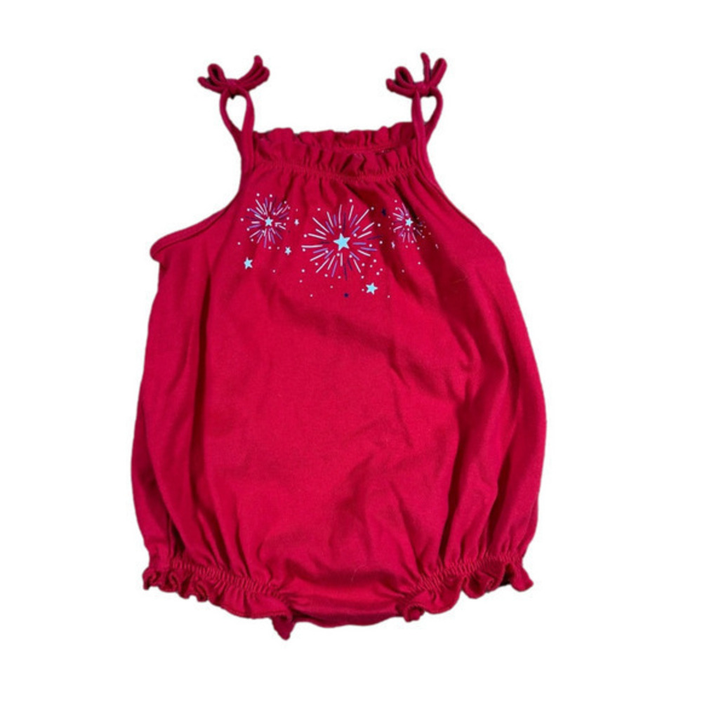 🔥🔥Jumping Beans Red and Blue Bodysuit with Floral Embroidery